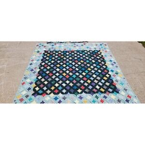 Vintage‎ Cathedral Window quilt 2  shams full  sage green & lighter handstitched